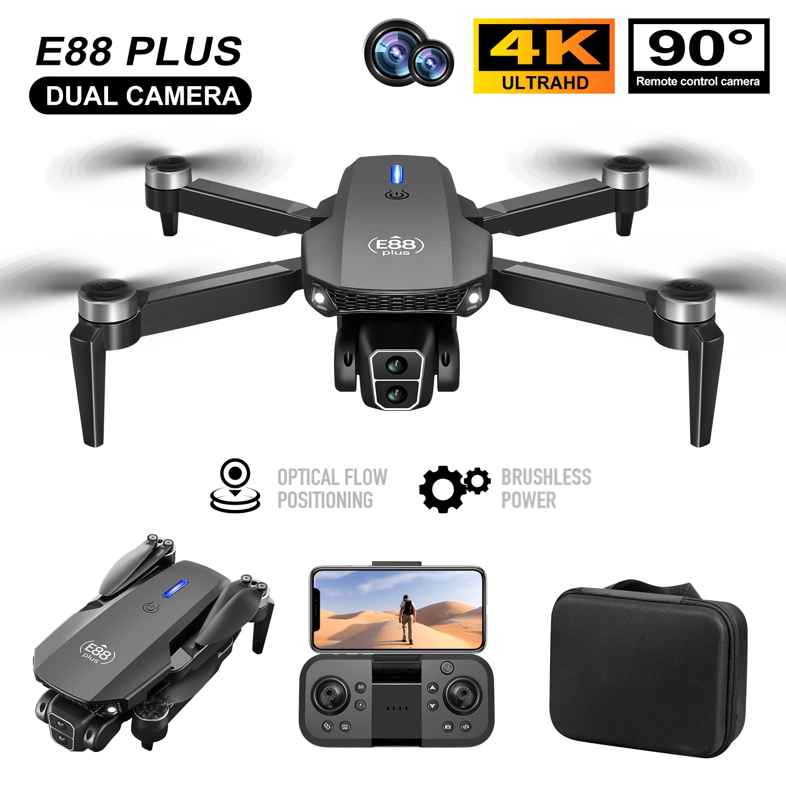 New E88 Plus Quadcopter Drone: - Drone Cinematic review and price